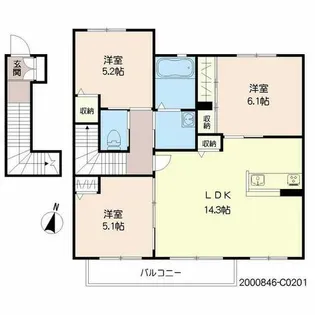 エアホルク ヴィラ C棟【2階】の間取り