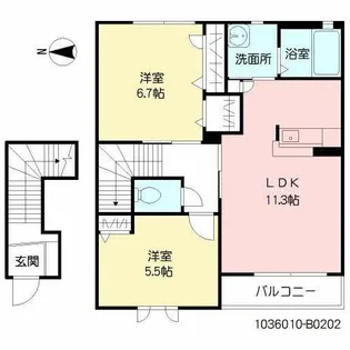 M’s Maison2 B棟【B0202号室】の間取り