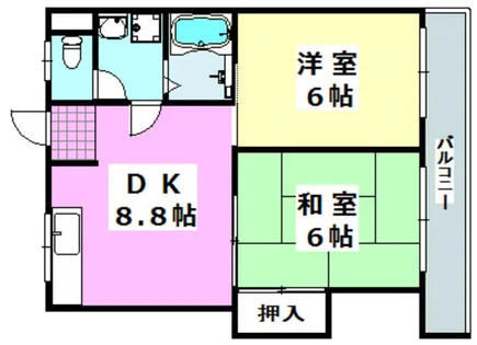 五十鈴ハイツ西館【202号室】の間取り