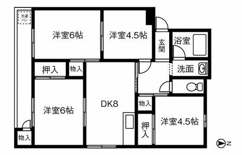 ハイツ高御堂 H棟【401号室】の間取り