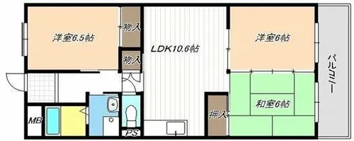 本宮ハイツ山田【0301号室】の間取り