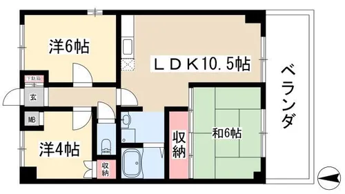 牧の原ハイツ【302号室】の間取り