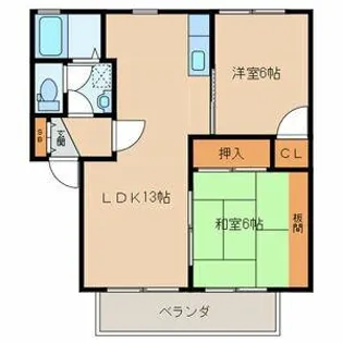 フラワーガーデン津福B棟【2階】の間取り