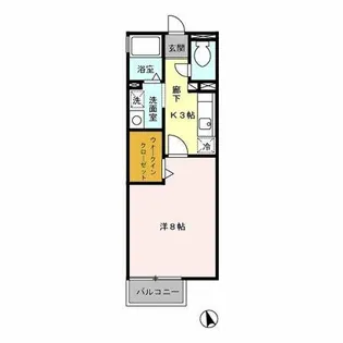 ハーシーズAP【203号室】の間取り