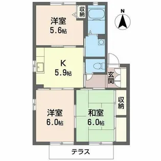 ヴィリジアン・ガーデンC.E【C102号室】の間取り