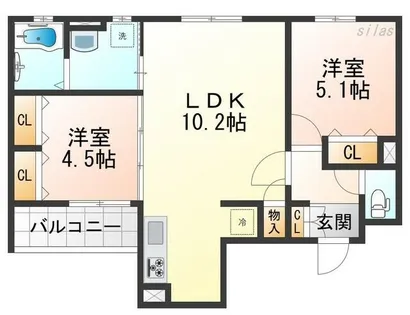 兵庫県尼崎市崇徳院2丁目【アパート】の間取り