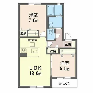 シャーメゾン小津【0105号室】の間取り
