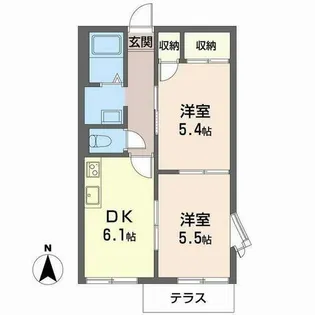 サンハイツ森田【0101号室】の間取り