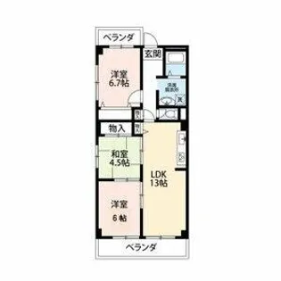 グローリーハイツ西緑丘【4階】の間取り