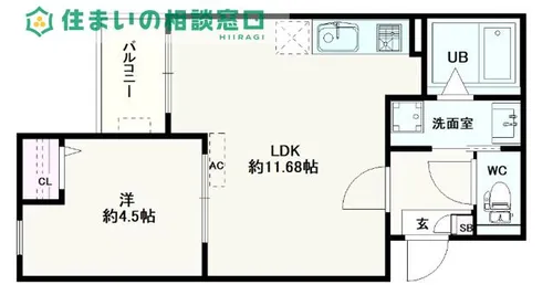 愛知県岡崎市針崎2丁目【アパート】の間取り
