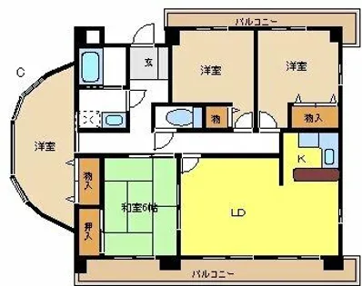ヴァンヴェール長久手【3階】の間取り