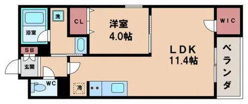 ウェルスクエア帝塚山【1階】の間取り