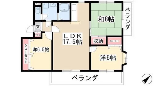 グリックヒルズ代万【1A号室】の間取り