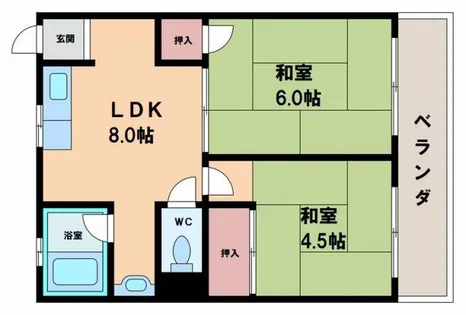 ハイツ・サンローゼ桃谷【3階】の間取り