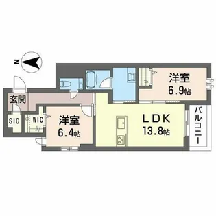 メゾン デュオール【0203号室】の間取り