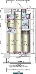 プレサンス京橋GREEN YARDアルミラ【2階】の間取り