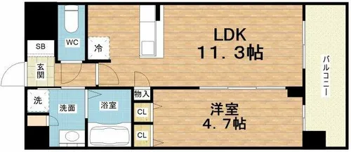 スプランディッド難波キャトル【9階】の間取り