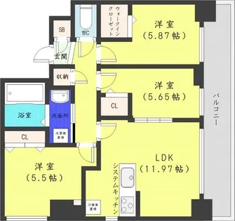 コローレ知事公館前【9階】の間取り