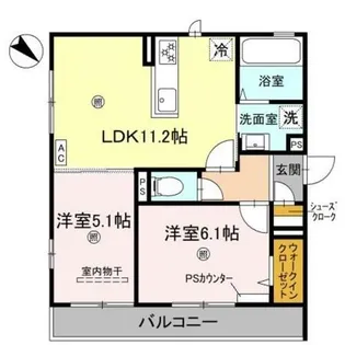 2LDKの間取り画像