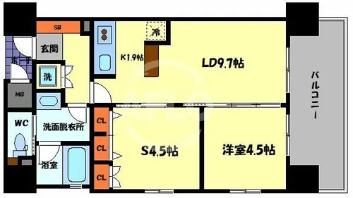 エステムコート京橋セレブⅠポーラスター【9階】の間取り