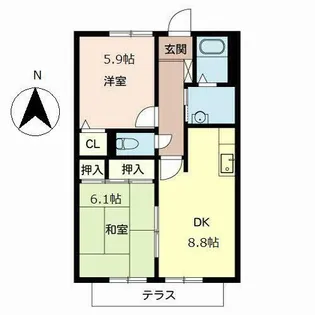 グレイスコート【A213号室】の間取り