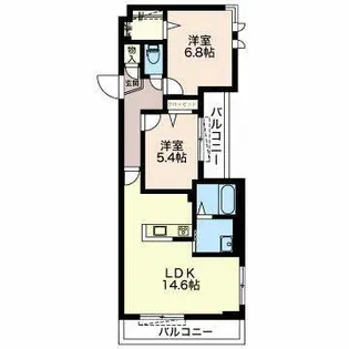 フェリシード月見ヶ岡【0201号室】の間取り