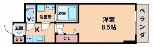 レジュールアッシュ天王寺堂ヶ芝【7階】の間取り