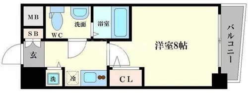 ラシュレエグゼ難波西【4階】の間取り