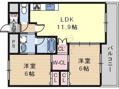 シャンピア西田辺【6階】の間取り