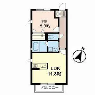 グリシーヌなかもず【0203号室】の間取り