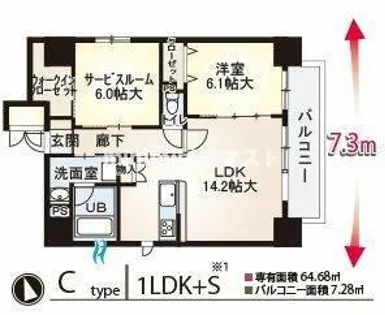 レジデンス・スエヒロ上本町【702号室】の間取り