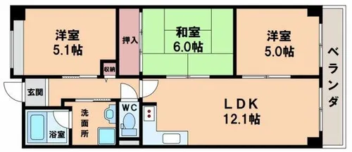 ヒルサイド四天王寺東【2階】の間取り
