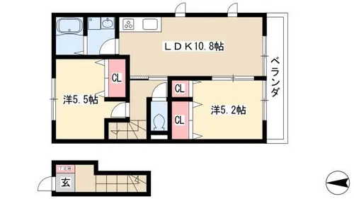 グレーシア中郷B【2階】の間取り