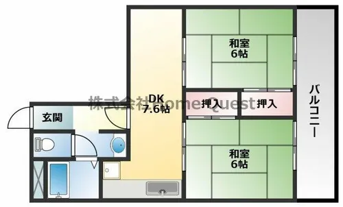 柏原ハイツ【2階】の間取り