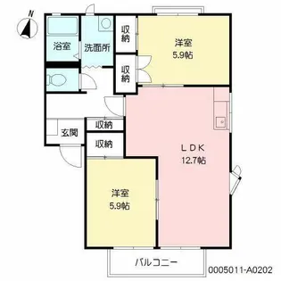 コモンシティ志井 A棟【A0202号室】の間取り