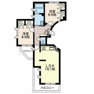 ディアコート徳川山【0102号室】の間取り