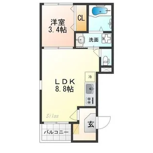 エーデルシュタイン花園伊町【1階】の間取り