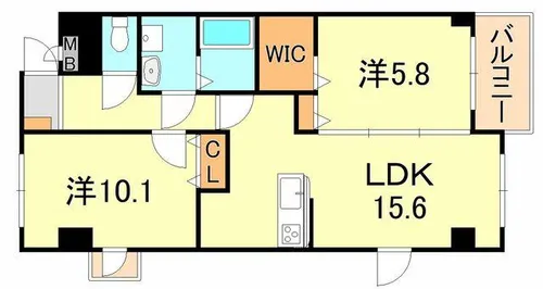 エアリーヒルズ芦屋【3階】の間取り