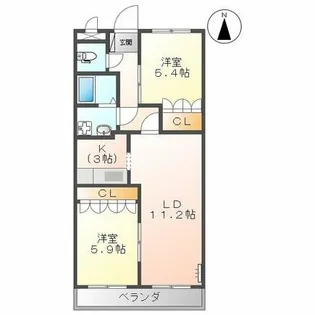 ローズマリーⅡ【202号室】の間取り