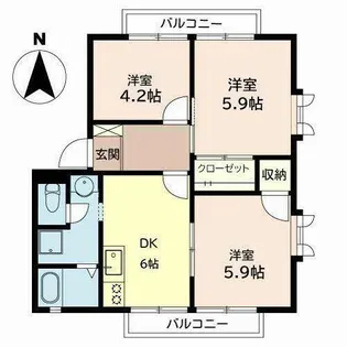 サンベルテ福田.【0206号室】の間取り