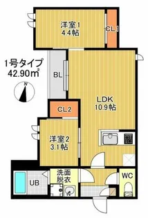 Grandtic WV 千早【2階】の間取り