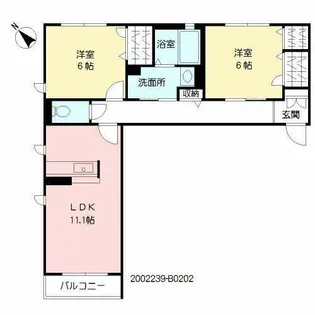 ヴィラウィステリア門司 B棟【B0202号室】の間取り