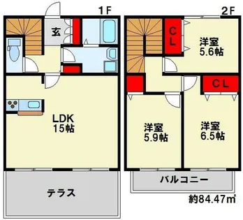 プレザントタウン B棟【10号室】の間取り