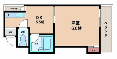 コーポイン長居B棟【4階】の間取り