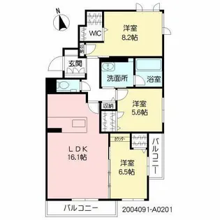 シャーメゾンステージ千代ヶ崎【2階】の間取り