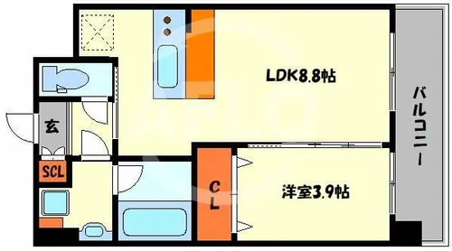 プレジオ弁天町ASIAN【8階】の間取り