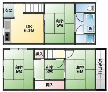 大阪府松原市河合1丁目【テラスハウス】の間取り