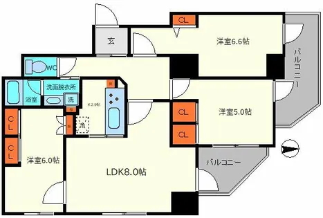 レジオン阿波座【3階】の間取り