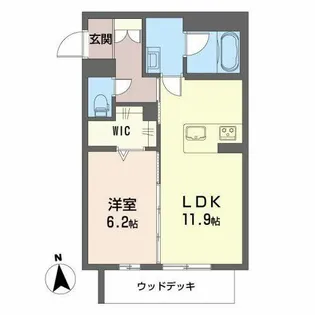 ル シマン【0102号室】の間取り