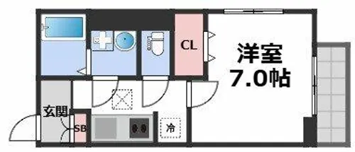 コトン ヴァリ 寺田町駅前【2階】の間取り